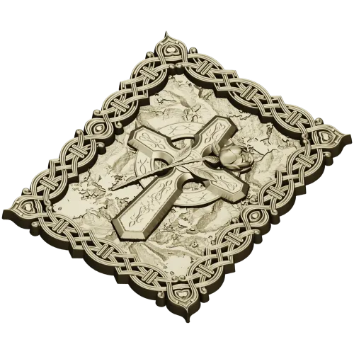 Celtic Cross with Rose - Relief Panel STL for CNC
