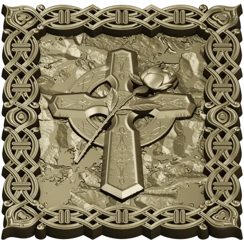 Celtic Cross with Rose - Relief Panel STL for CNC