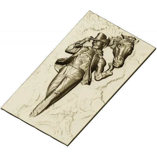 Cowboy and Horse High-Relief STL for CNC Routing