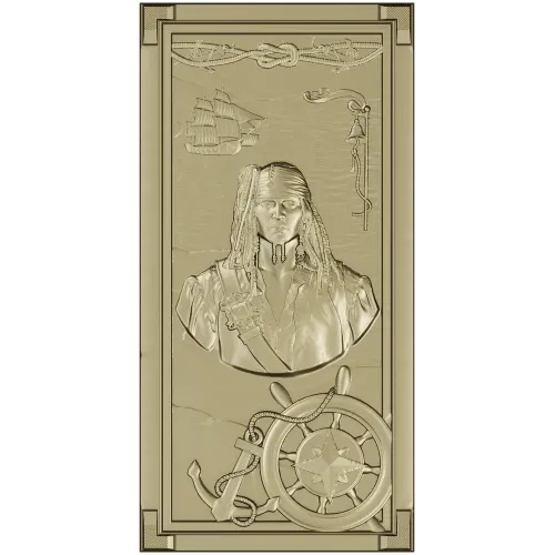 Pirate Captain High-Relief STL Panel for CNC
