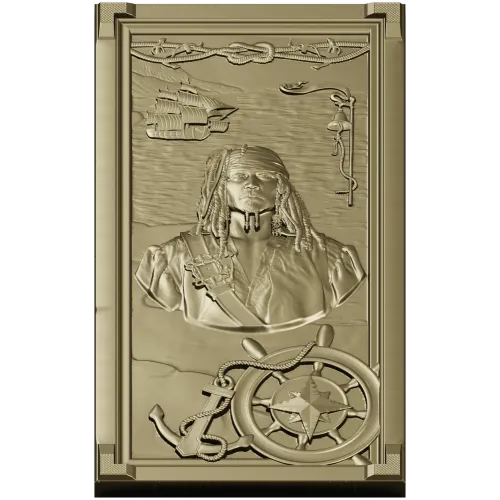 Pirate Captain High-Relief STL Panel for CNC