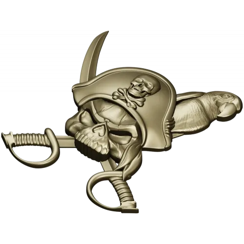 Pirate Skull with Parrot - STL 3D Model for CNC