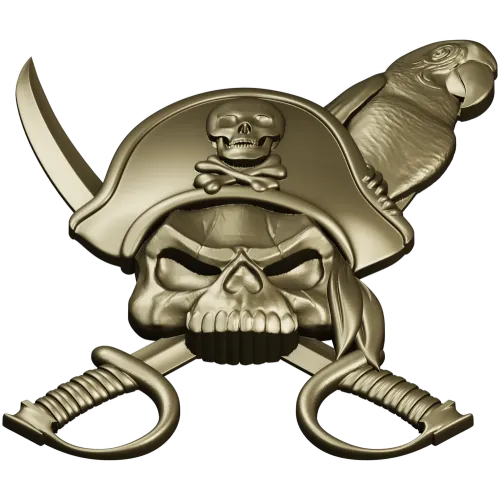 Pirate Skull with Parrot - STL 3D Model for CNC