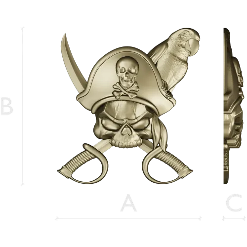 Pirate Skull with Parrot - STL 3D Model for CNC