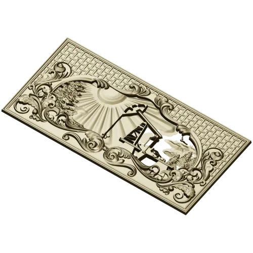 Sunrise Pumpjack decorative panel - STL for CNC