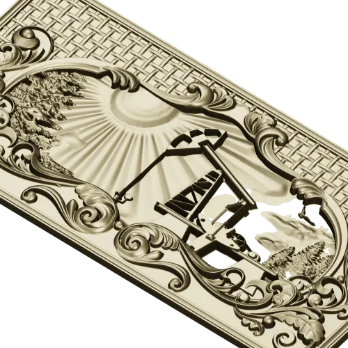 Sunrise Pumpjack decorative panel - STL for CNC