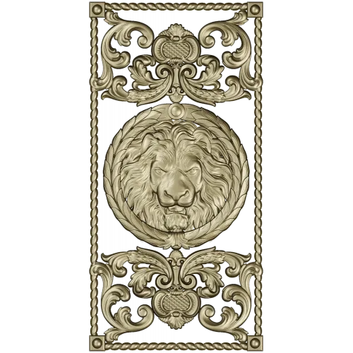 Lion Medallion Decorative Panel - STL 3D Model for CNC