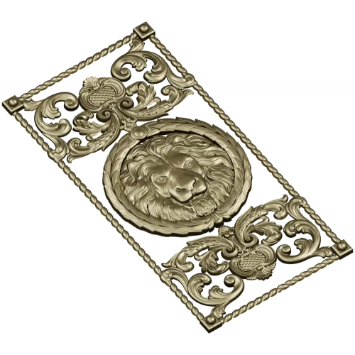 Lion Medallion Decorative Panel - STL 3D Model for CNC
