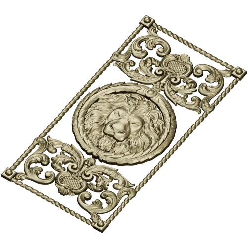 Lion Medallion Decorative Panel - STL 3D Model for CNC