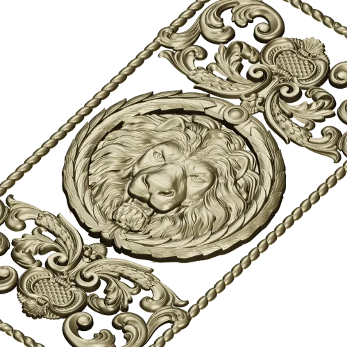 Lion Medallion Decorative Panel - STL 3D Model for CNC