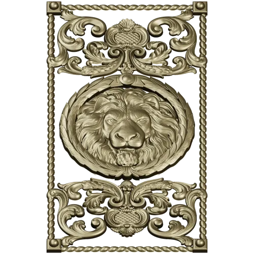 Lion Medallion Decorative Panel - STL 3D Model for CNC
