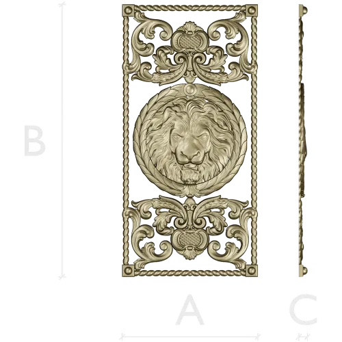 Lion Medallion Decorative Panel - STL 3D Model for CNC