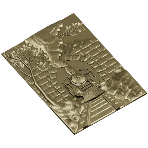 Рельеф "Паровоз в тоннеле" - 3D модель STL для ЧПУ