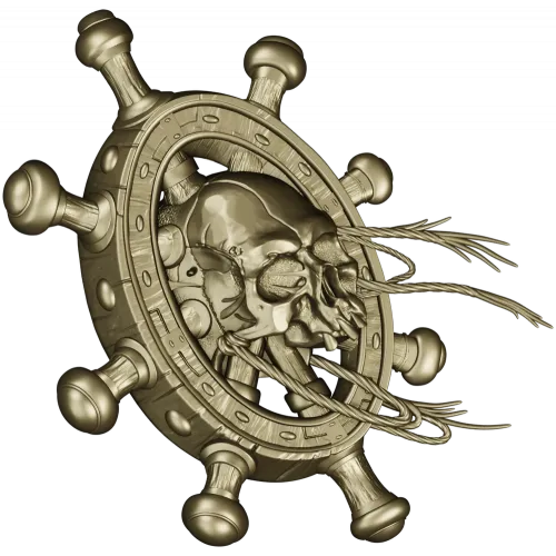 Skull at the Helm - 3D STL model for CNC carving