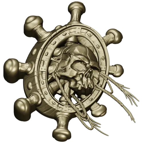 Skull at the Helm - 3D STL model for CNC carving