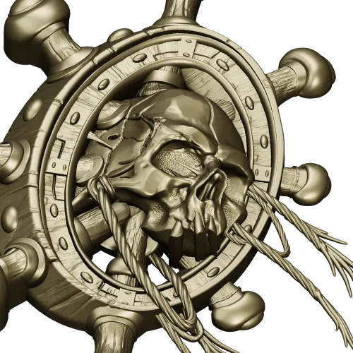Skull at the Helm - 3D STL model for CNC carving