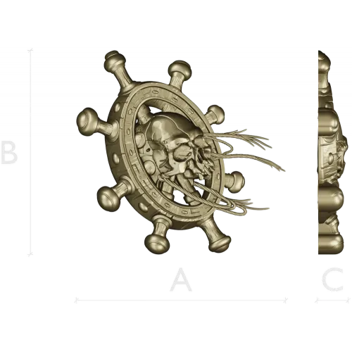 Skull at the Helm - 3D STL model for CNC carving