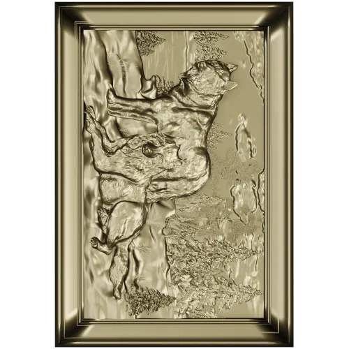 Forest Wolves Relief Panel - STL 3D Model for CNC