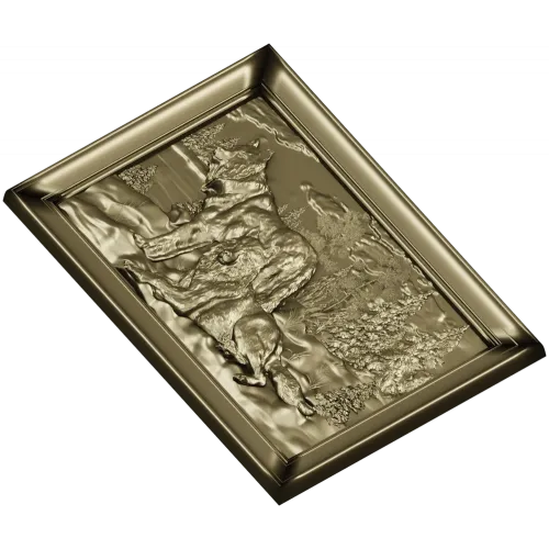 Forest Wolves Relief Panel - STL 3D Model for CNC