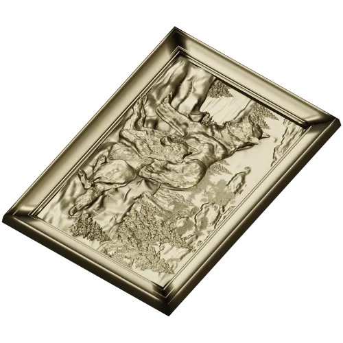Forest Wolves Relief Panel - STL 3D Model for CNC