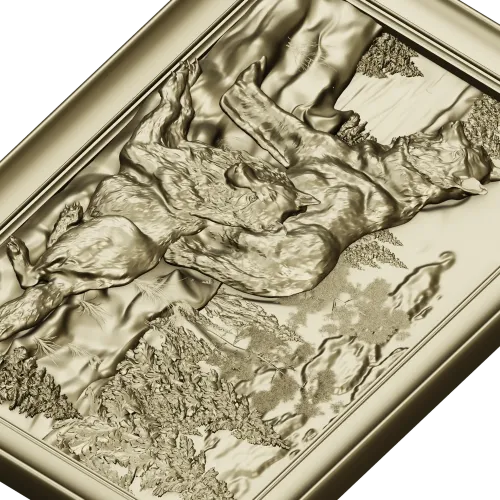 Forest Wolves Relief Panel - STL 3D Model for CNC