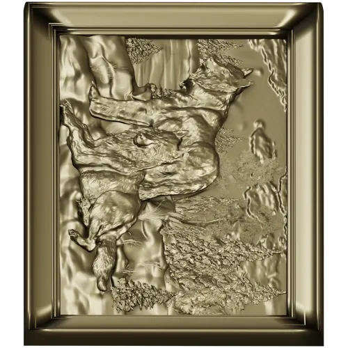 Forest Wolves Relief Panel - STL 3D Model for CNC