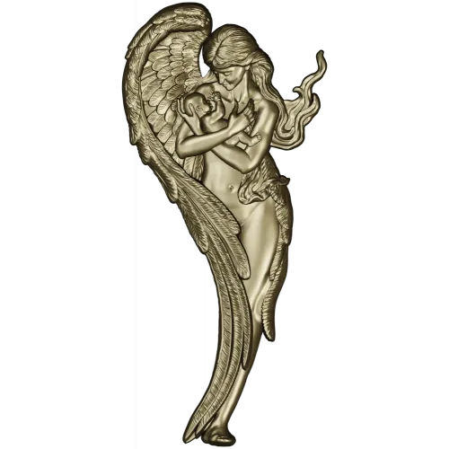 Angel holding baby - high-relief STL for CNC