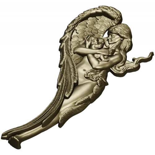 Angel holding baby - high-relief STL for CNC