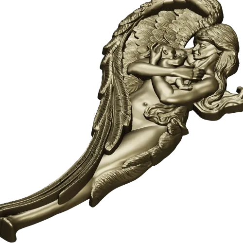 Angel holding baby - high-relief STL for CNC