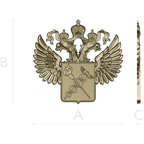Двуглавый орёл с медицинским щитом - STL барельеф для ЧПУ