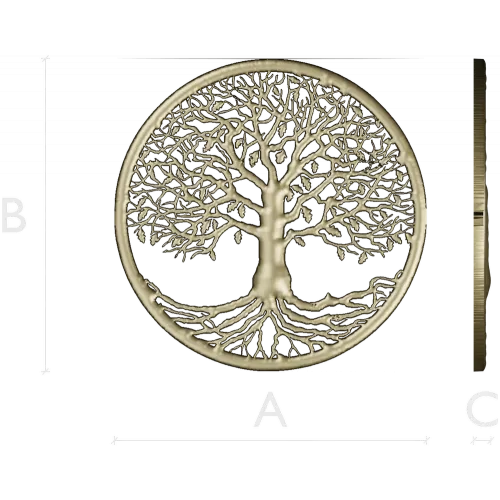 Tree of Life Round Medallion - STL 3D Model for CNC