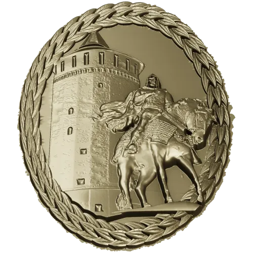 Медальон с рыцарем у башни - 3D модель STL для ЧПУ