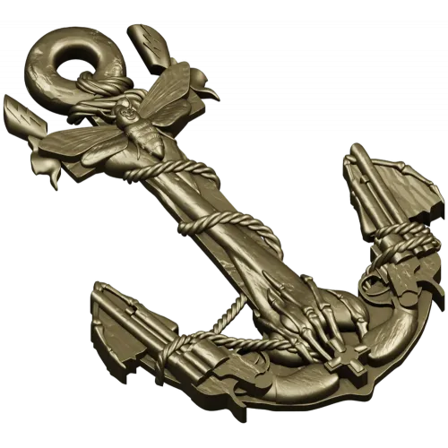 Sea Anchor with Moth - high-relief STL 3D model for CNC