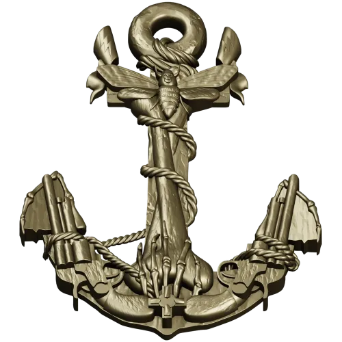 Sea Anchor with Moth - high-relief STL 3D model for CNC