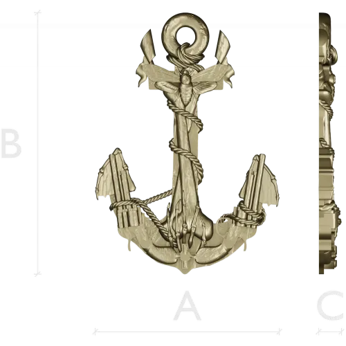 Sea Anchor with Moth - high-relief STL 3D model for CNC