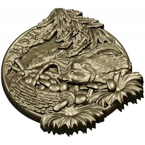 Ёжик в корзинке - 3D модель STL для ЧПУ, рельефный декоративный панно