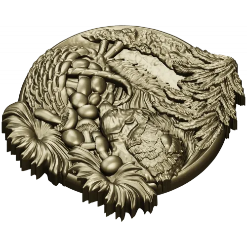 Ёжик в корзинке - 3D модель STL для ЧПУ, рельефный декоративный панно