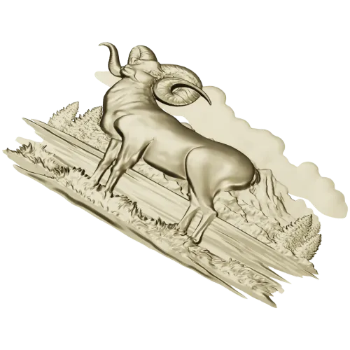 Mountain Ram relief STL for CNC milling