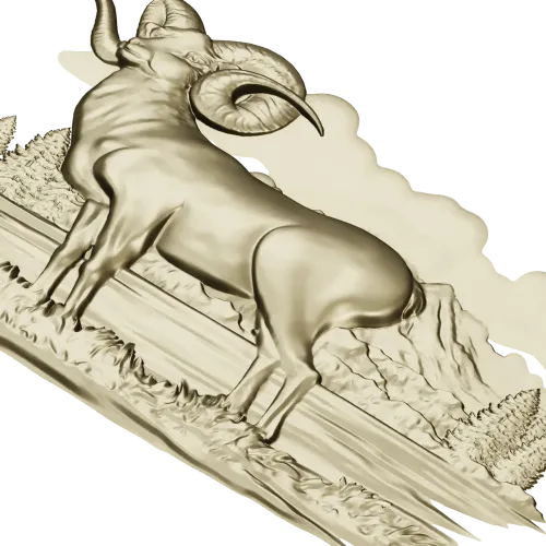 Mountain Ram relief STL for CNC milling