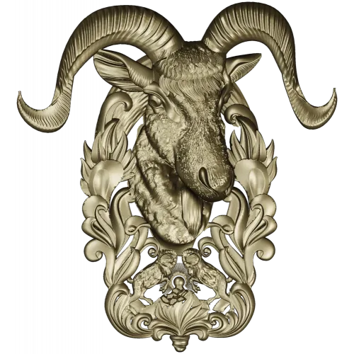 Ram Head High-Relief STL Model for CNC