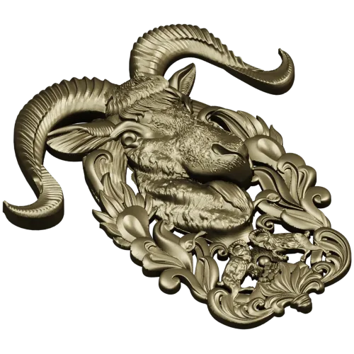 Ram Head High-Relief STL Model for CNC
