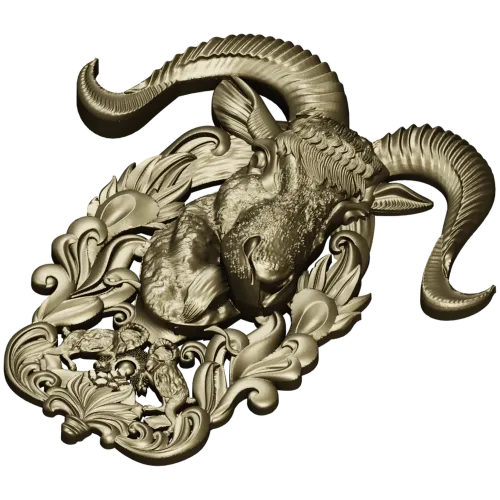 Ram Head High-Relief STL Model for CNC