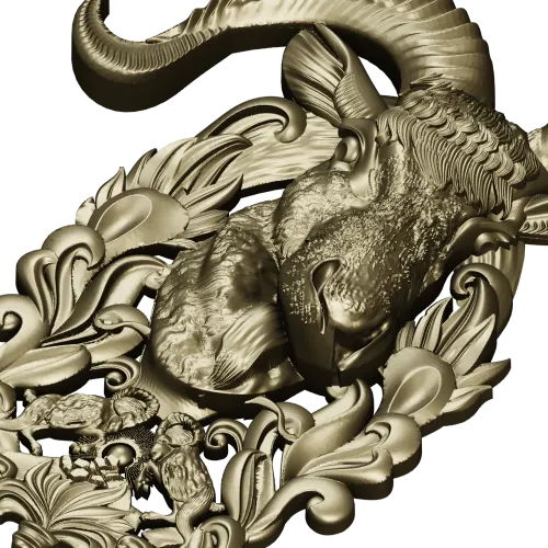 Ram Head High-Relief STL Model for CNC