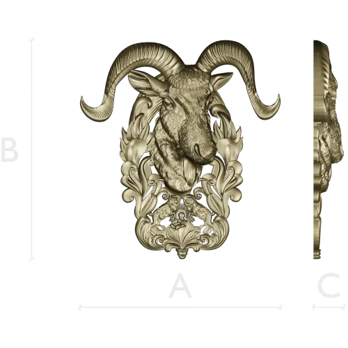 Ram Head High-Relief STL Model for CNC