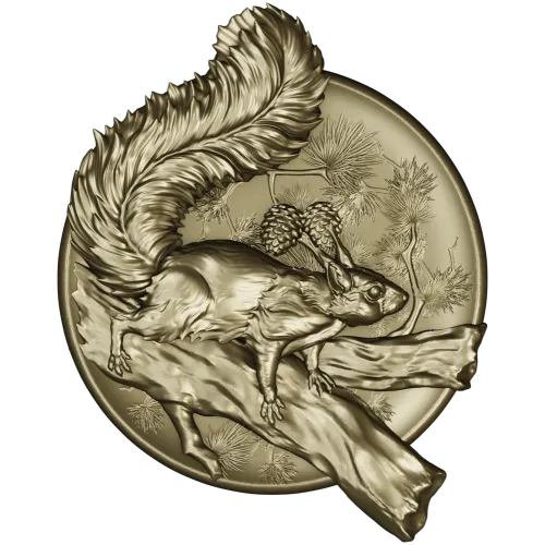 Squirrel Medallion STL - high-relief 3D model for CNC