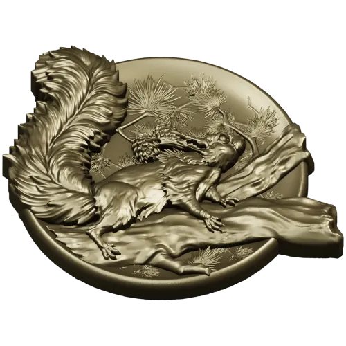 Squirrel Medallion STL - high-relief 3D model for CNC