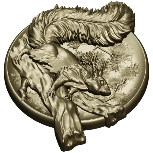 Squirrel Medallion STL - high-relief 3D model for CNC