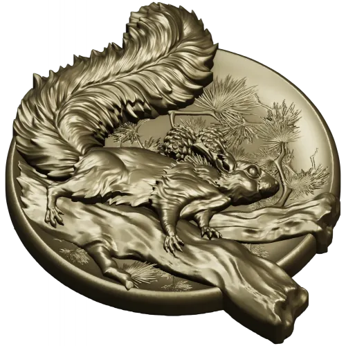 Squirrel Medallion STL - high-relief 3D model for CNC