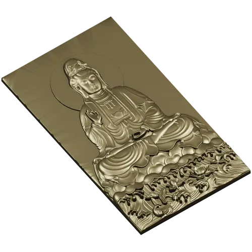 High-relief Buddha STL for CNC - Seated Lotus Panel