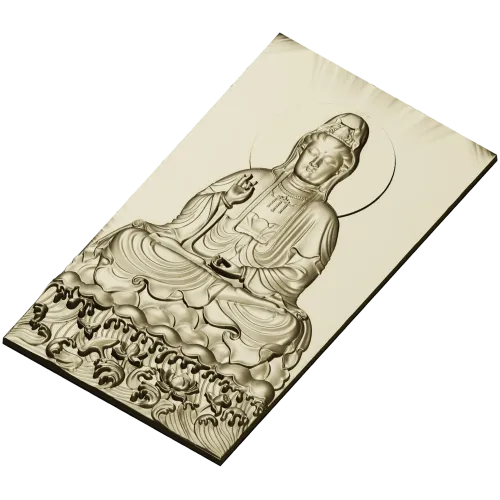 High-relief Buddha STL for CNC - Seated Lotus Panel